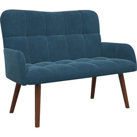 2-Seater Sofa Blue 115 x 61 x 87 cm Velvet vidaXL (1/5)