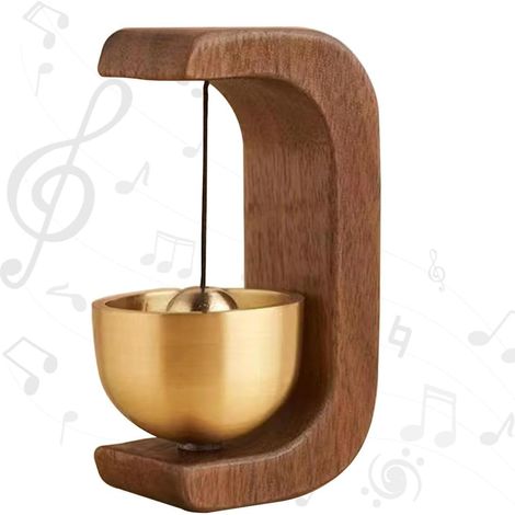 Cloche magnétique pour ouverture de porte, carillon adhésif pour porche avant, mur, jardin, magasin, cadeau de pendaison de crémaillère, carillon à vent vintage en bois avec cloche en laiton (1/5)