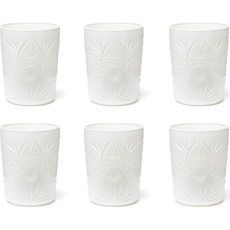 Color Tumbler Lot de 6 verres en verre décorés, multicolore, décor en relief, 350 ml, 8 x 10 cm (blanc) (1/4)