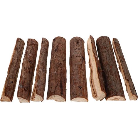 8 Pièces Bûches de Cheminée en Bois Naturel Séché, Décoratives et Coupables, pour Cheminée à Bois et Foyer Extérieur, Décoration Intérieure Unique (1/5)