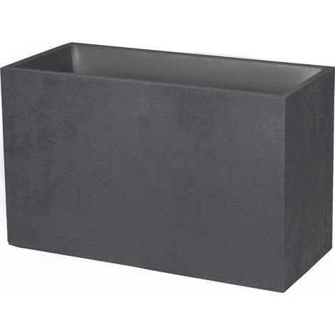 Jardinière Basalt - 98 L - Décor Imitation Béton - Utilisable à l'Intérieur et à l'Extérieur - Zone de Rétention d'eau pour Limiter l'Arrosage - 99,5 x 39,5 x H. 43,5 cm - Gris Anthracite (1/5)