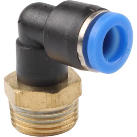 Raccord rapide coudé pneumatique en forme de L avec construction en laiton et plastique pour une circulation d'air efficace (PL8-03) (1/5)