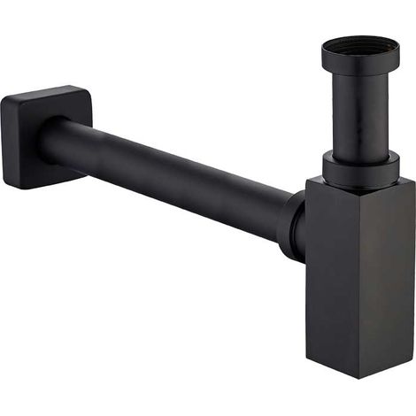 "SIFONE ARREDO QUADRO NERO OPACO 1""""1/4 x Ø32 mm"
