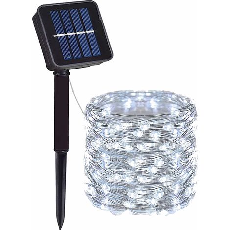 (Perles LED blanches 32m300) Guirlandes lumineuses solaires LED, adaptées aux guirlandes décoratives pour anniversaires et mariages. (1/5)
