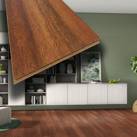 Pavimento in laminato 7mm Click Spazzolato DOUSSIE MERBAU 197x1205 - 10 anni garanzia (prezzo al m²)