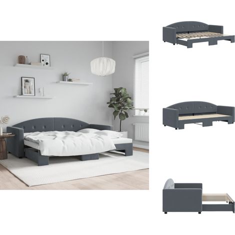 Lit de jour avec gigogne sans matelas gris foncé 80x200 cm - Lit De Jour Avec Lit Gigogne - Lit De Jour Avec Lits Gigognes - Canapé-lit - Lit D'appoint (1/5)