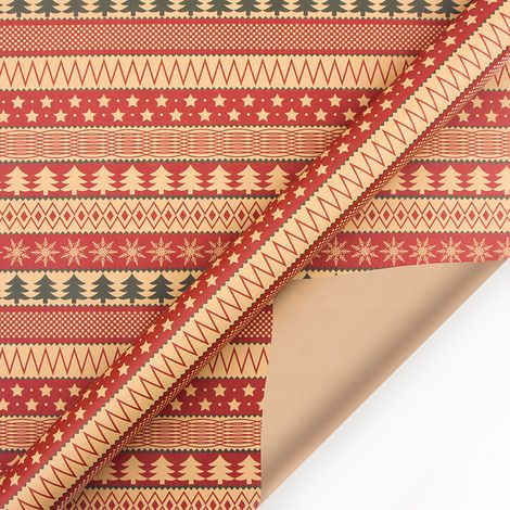 Papier cadeau de Noël (43 cm de large x 3 m de long), grand format, papier kraft écologique.