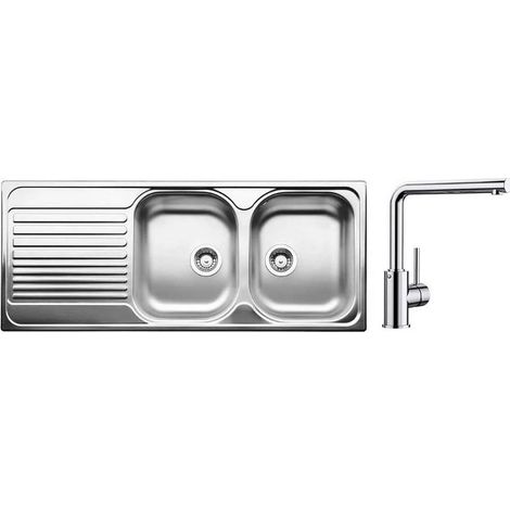 Fregadero de acero inoxidable y grifo mezclador. - 520255 - Blanco -