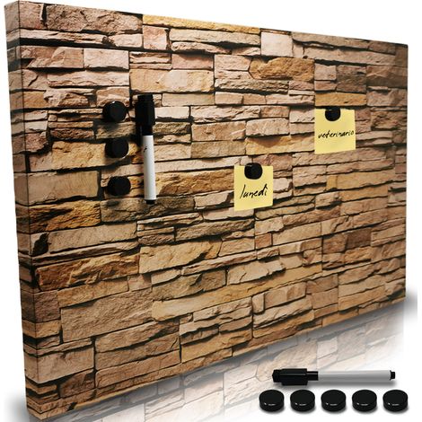 Lavagna Magnetica Design Mattoni 60x40cm con 1 Pennarello Cancellabile 5 Magneti