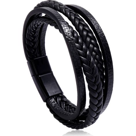 Bracelet en cuir pour homme, bracelet magnétique tissé (1/3)