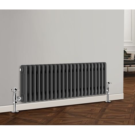 NRG Traditional Cast Iron Style Radiator Horizontal 3 Column Anthracite 300 x 1010mm