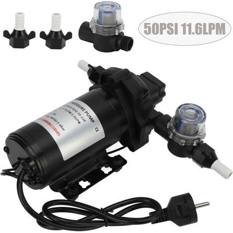 Pompe à membrane auto amorçante, Pompe a Eau Camping Car, DC 220V 50PSI 11.6LPM Pompe auto amorçante à membrane haute pression pour eau pour camping car, bateau, jardin (1/5)