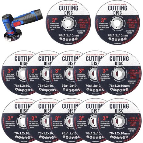 Disque 76MM Meuleuse, 12 pièces Disque Meuleuse 76MM, Disque A Tronconner 76 MM, Disque pour Disqueuse, pour un découpage rapide, aluminium, métal, bois, fer, acier (1/5)