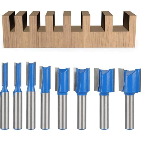 Ensemble de 8 forets droites de 8 mm, double flûte droite pour outils de menuiserie, 5 mm, 6 mm, 8 mm, 10 mm, 12 mm, 14 mm, 18 mm, 20 mm (1/5)