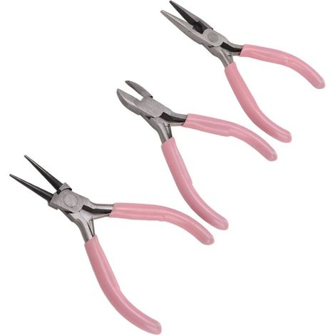3pcs Jewelry Pliers Rose Needle Round Beveled Nose Carbon Steel Strong and Durable Pliers Set for DIY Handmade MUMU