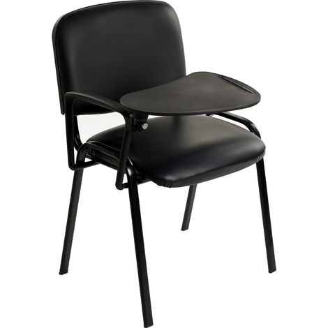 6 Sillas Acolchadas Apilables de Eco Cuero NEGRO - Oficina Reunión Sala con Ribaltina Conferenze
