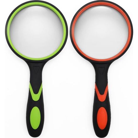 Il s'agit d'un lot de 2 loupes portatives de 75 mm, grossissement 10x, en caoutchouc, adaptées à la lecture pour les enfants et les personnes âgées, ainsi qu'aux loisirs et à la recherche scientifique (1/4)