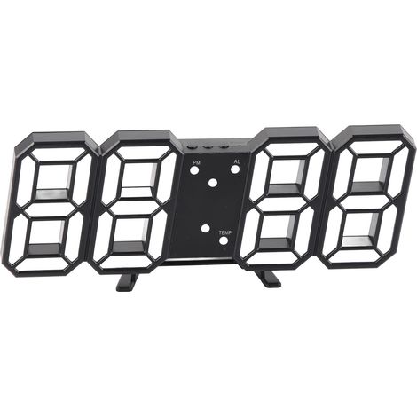 3D-Digitaluhr mit USB-Anschluss, LED-Alarm und Temperaturanzeige, schwarzem Rahmen und grünen Ziffern, ideal für die Inneneinrichtung. (1/5)