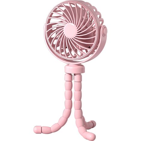 Tragbarer Handventilator, flexibel, in Oktopusform, auf Stativ, für Tisch, Kinderwagen oder Kinderbett, mit integriertem Nachtlicht, 3 einstellbaren Geschwindigkeitsstufen, 360°-Drehung.