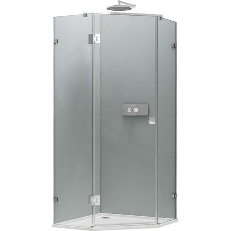 BERNSTEIN - Paroi de douche pentagonale en verre véritable NANO EX415 - 90x90x195cm - avec receveur (1/5)