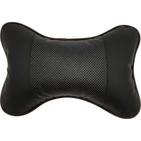 Coussin de soutien cervical - Coussin d'appui-tête pour voiture - Appui-tête universel - Similicuir - 27 x 19 cm - Noir (1/3)