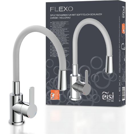 Flexo Noir Robinet de cuisine flexible, mitigeur de lavabo flexible pour la cuisine noir, bec haut avec tuyau souple Soft-Touch, pivotant à 360 degrés, mitigeur de cuisine flexible, NI186FLBL (1/5)