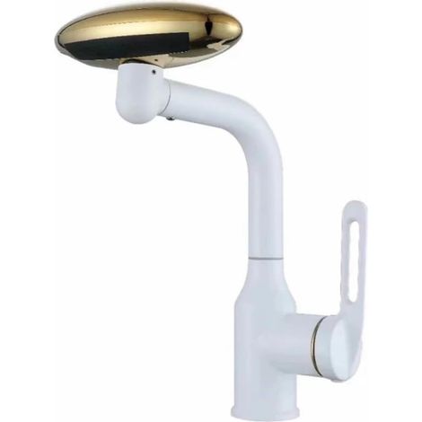 Robinet lavabo cascade - blanc - 4 modes - eau chaude/froide (1/5)