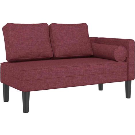 Chaise longue  Transat  Bain de soleil avec coussins rouge bordeaux tissu (1/5)