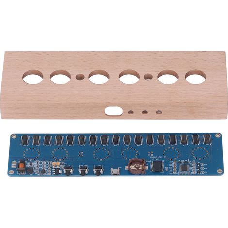 Kit d'horloge à tube lumineux IN14 à monter soi-même, boîtier en bois de hêtre, module d'éclairage, interface USB 5V (1/5)