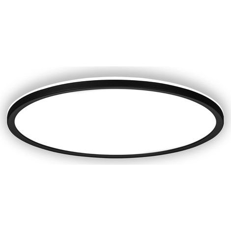Flat LED ceiling light with indirect lighting, neutral white light, IP44 protection, bathroom ceiling light, kitchen chandelier, living room chandelier, 24 x 3 cm, black (1/5)