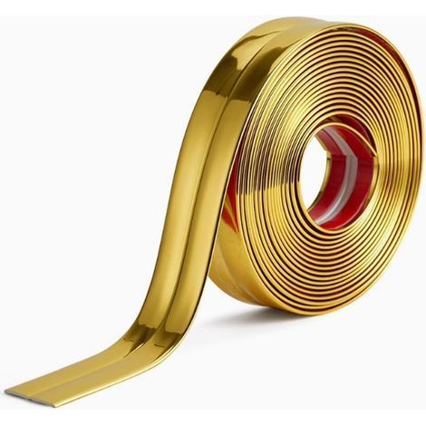 Cache-angles autocollants en PVC doré de 6 m, 0,2 x 2 cm, protection d'angle souple, bordure décorative pour plinthes, plans de travail, carrelages, coins de murs et meubles. (1/5)