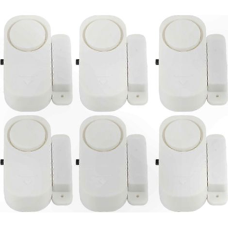 Lot de 6 alarmes magnétiques de porte et fenêtre, détecteur d'ouverture sans fil pour protection d'entrée, sécurité domestique, système d'alerte (1/4)