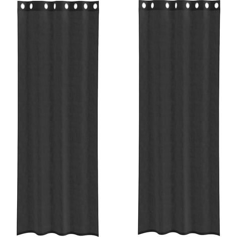 Rideaux en voile avec œillets 2 pcs noir 140x260 cm CFW46790 (1/5)