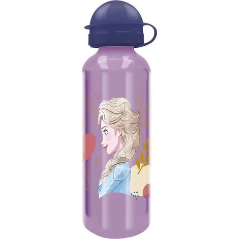 TATAWAY Disney Borraccia lilla per in alluminio Frozen Elsa e Anna 530 ml (1/4)