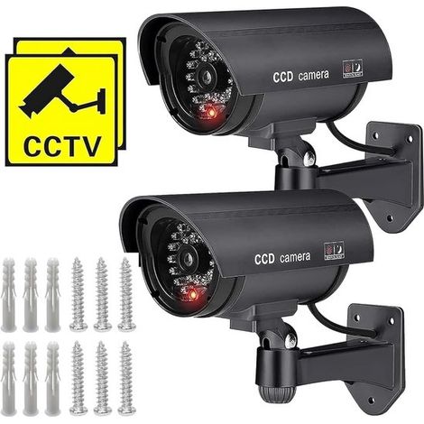 2 telecamere di sicurezza finte rotanti con LED rosso lampeggiante per uso interno ed esterno (1/5)