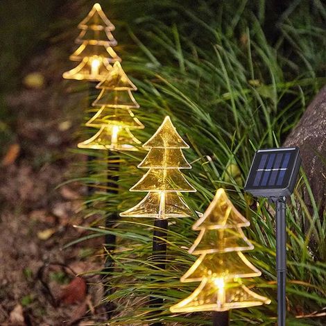 Catena Luci di Natale LED a Picchetto da Giardino con Pannello a Ricarica Solare 5 Alberi (1/3)
