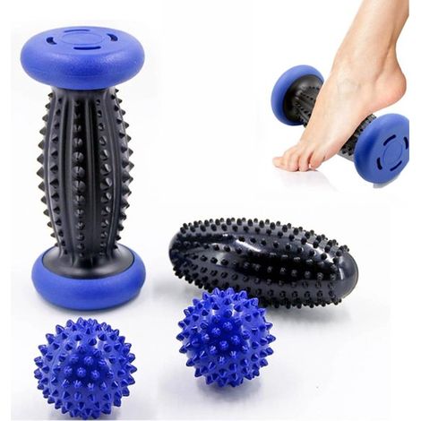 Fußmassagerolle – mit 3 Massagebällen – Fußmassage – Fußreflexzonenmassage – Plantarfasziitis – Fußrolle – Triggerpunkt-Massageball – Fußmassagegerät – Fußrolle – Massageball zur Muskel- und Faszienen