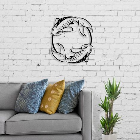 METAL WALL ART NO:27 JAPANESE FISH - Black
