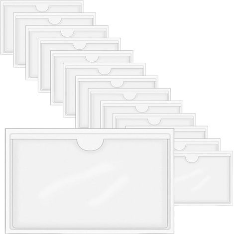 15 Pieces Transparent Label Holders for Folders Self-Adhesive PVC, with adhesive on the back, transparent, waterproof, can be used as a business card holder, labels for spokes - A6 (1/5)