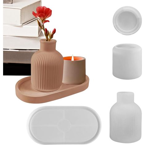 Moules à Résine en Silicone Fournitures de Loisirs Créatifs Réutilisables Anti-Adhésives Moules En Silicone Pour Vase Plateau Résine Époxy,Pour Centre de Table Décor Intérieur Plateau (1/5)