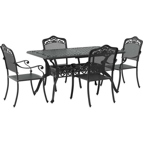 Maison Exclusive - Garten Essgruppe 5 pcs Schwarz Aluminium