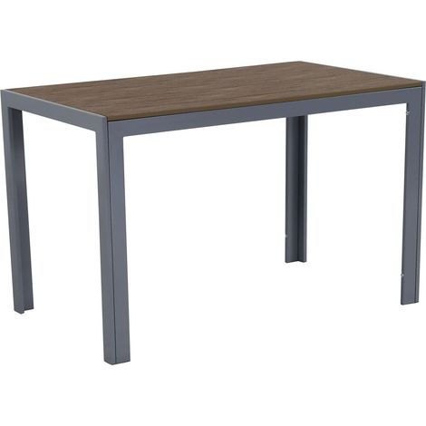 Table de Jardin en Aluminium 120 x 70 cm Argenté avec Plateau en Bois Non tissé Résistant aux intempéries (1/5)