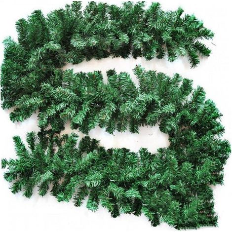 Guirnalda navideña verde lisa – 2,7 m × 25 cm, para chimenea/escalera/árbol, corona artificial (1/4)