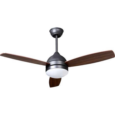 Ventilador de techo moderno con mando a distancia iluminación LED marrón oscuro Mansala
