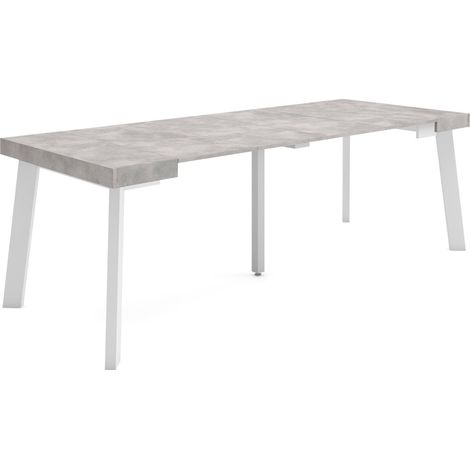 Skraut Home - Table console extensible, Console meuble, 220, Pour 10 personnes, Pieds en bois, Style moderne, Gris Ciment (1/5)