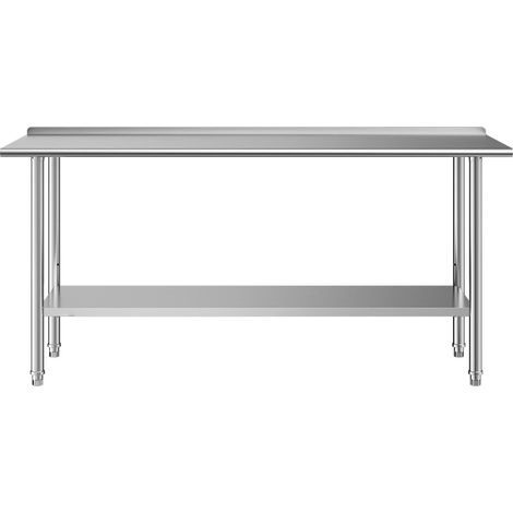 Table de travail inox 61 x 183 cm, préparation avec dosseret, poste de cuisine, étagère réglable, usage polyvalent (1/5)