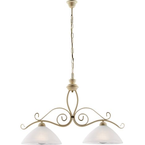 Lampadario Rustico Faraone 2 Luci Avorio e Bianco LuceArt Classic (1/5)