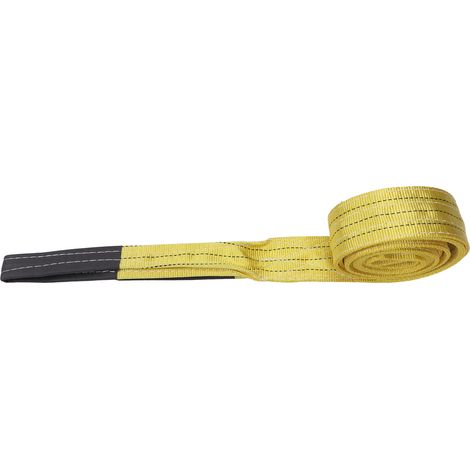 Élingue de levage plate en polyester jaune à double boucle 3T 4M pour grues industrielles (1/5)
