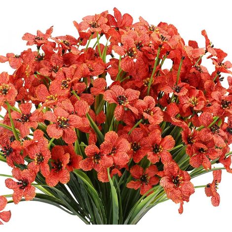 10 Bundles Fleurs Artificielles Extérieures Résistant Aux Uv Pas De Fade Faux Fleurs Violettes Pour Intérieur Extérieur Plantes Suspendues Jardin Patio Porche BoTe De Fenêtre Maison De Mariage Décor D (1/5)
