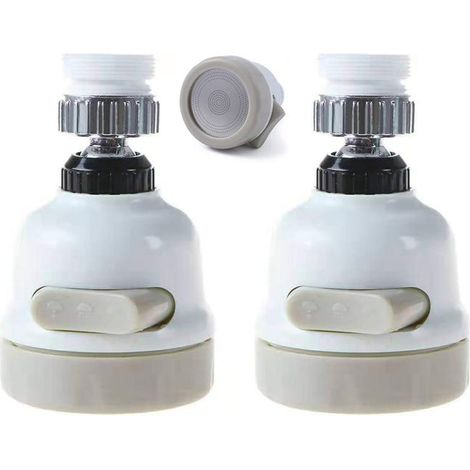 Wasserhahn-Luftsprudler, 360° drehbar, spritzwassergeschützter Wasserhahn-Luftsprudler, 3 Geschwindigkeiten, verstellbar, Wasserhahn-Düsen-Adapter (2 Stück, weiß)